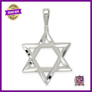 Sterling Silver Star of David Charm 37mm Religious Jewelry Gift